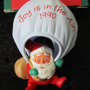 Vintage NIB 1990 Hallmark Keepsake 'Joy Is in the Air' Santa Christmas Ornament